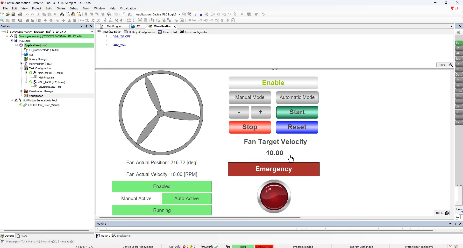Fan Continuous Motion Control project preview